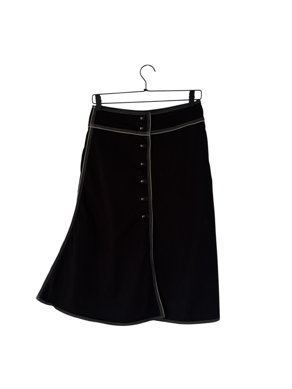 DKNY Black A-Line Skirt with Contrast Stitching